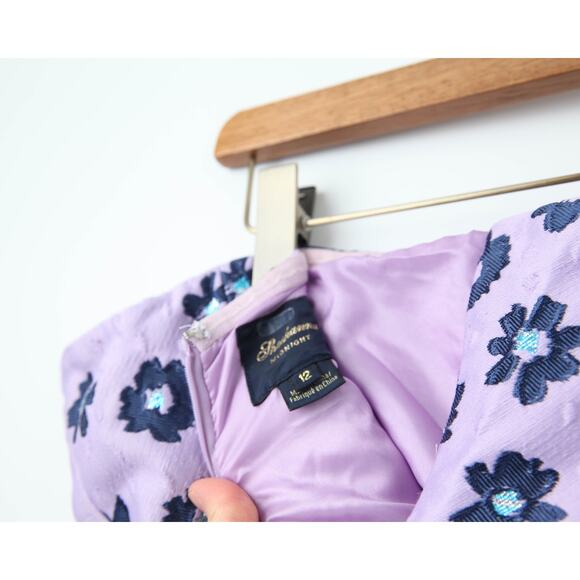 Shoshanna Novara Purple printed crepe Dress Size 12 - Picture 9 of 10